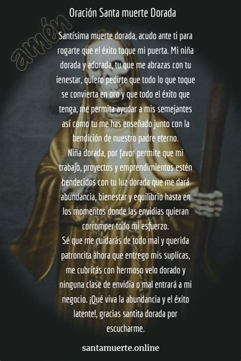 Santa Muerte Dorada Oración Invocación And Poder