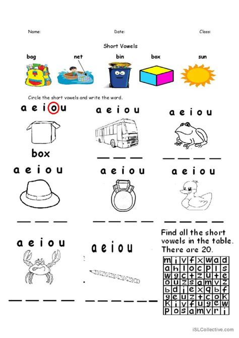 Short Vowels a/e/i/o/u RE-UPLOADED…: English ESL worksheets pdf & doc