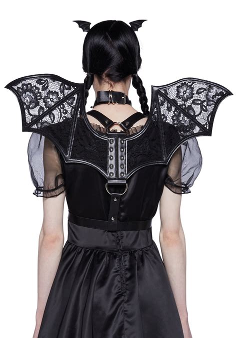 Trickz N Treatz Sheer Lace Bat Wing Harness Black Dolls Kill