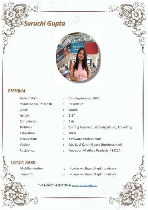 Biodata Format For Marriage For Boy | Bio data for marriage, Biodata ...