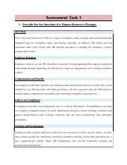 BSBHRM602 2 Docx Assessment Task 1 1 Describe Five Key Functions Of