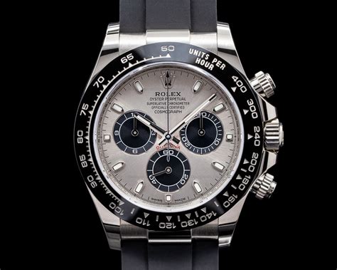 Rolex Ln Daytona K White Gold Ceramic Oysterflex Silver