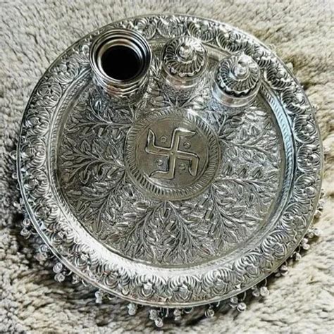 Silver Plated Pooja Thali Set Germa Silver Pooja Thali Set