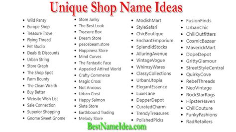 501 Catchy Creative And Unique Shop Name Ideas 2024