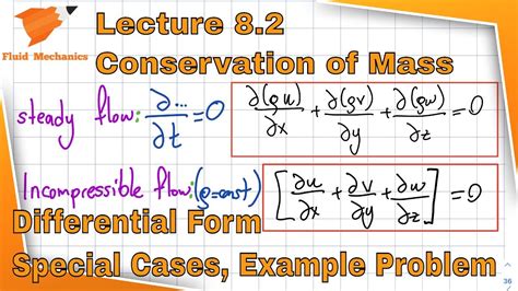 Fluid Mechanics Special Cases Of Conservation Of Mass Continuity