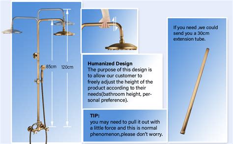 Mosson Antique Brass Shower System With Inch Shower Head Handheld