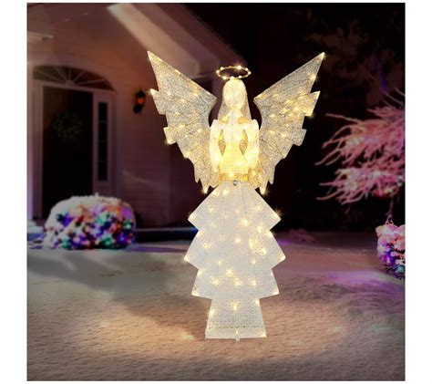 Puleo 60 Outdoor Lighted Angel W140 Lights Goldwhite