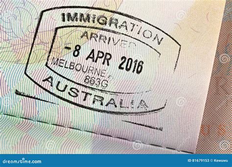 Closeup Of Arrival Entry Stamp On Passport For Immigration Trave