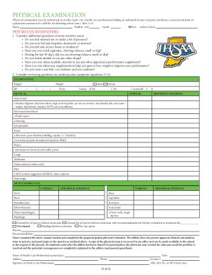 Fillable Online Checklist For All Athletic Forms Physical Fax Email