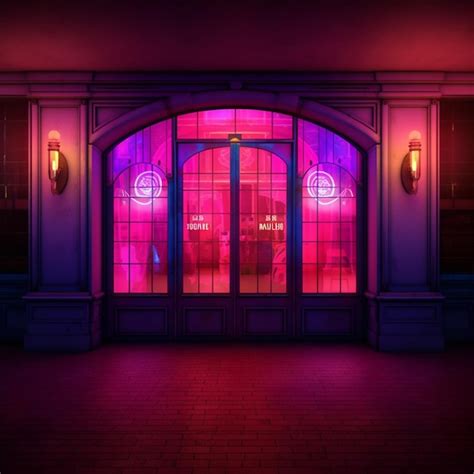 Premium AI Image Purple And Red Lights Shine Brightly In A Dark Room