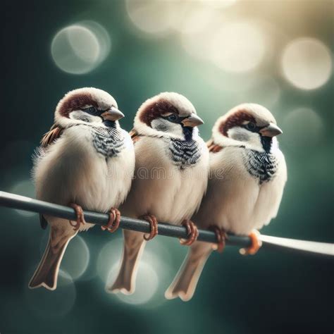 Three Birds Sitting on a Wire. Stock Photo - Image of together, freedom ...