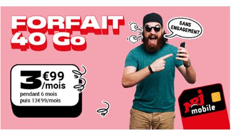 Forfait mobile en promo Nouvelle vente privée NRJ Mobile 40Go à 3 99