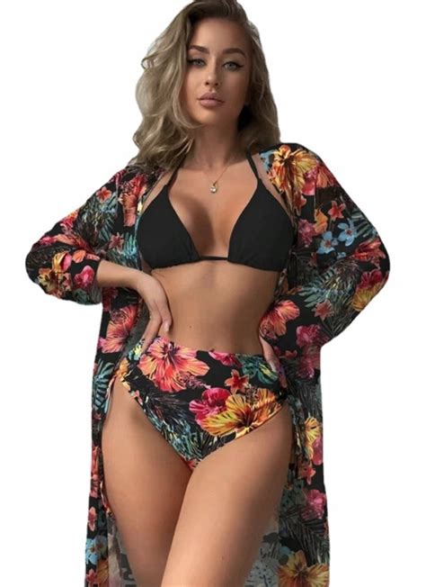 Str J K Pielowy Bikini Kimono Kwiaty Czarny Xl Allegro Pl