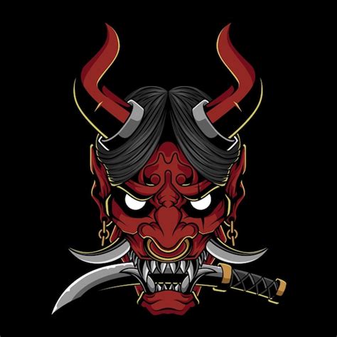 Premium Vector Japanese Oni Mask Illustration Design