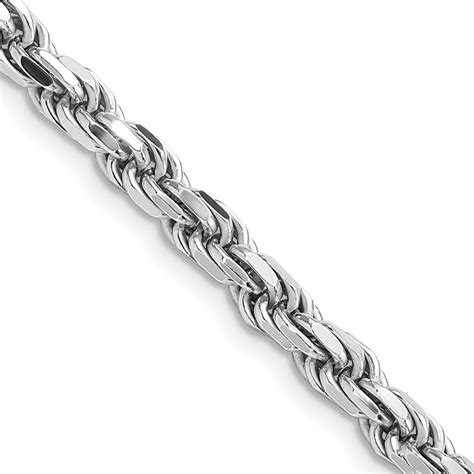 Sterling Silver Rhodium Plated 4 75mm Diamond Cut Rope Chain