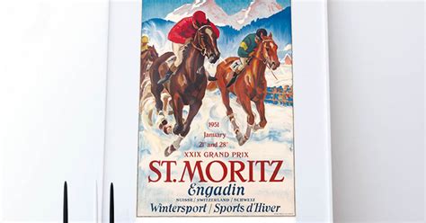 Souvenir Pferderennen Auf Dem Gefrorenen St Moritzersee St Moritz