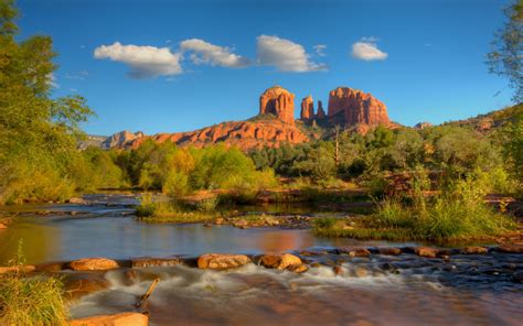 Oak Creek And Cathedral Rock Sedona Arizona Usa Hd Wallpaper 5200x3250