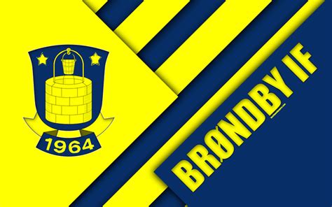 Download wallpapers Brondby FC, 4k, material design, yellow blue ...