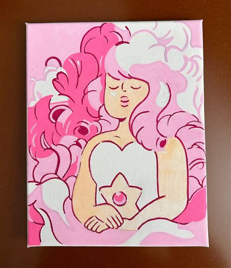 Hand Painted Rose Quartz Painting Etsy