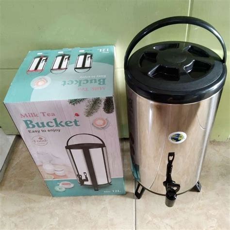 Jual Water Jug Drink Jar Milk Tea Bucket Stainless Steel 12L Polos