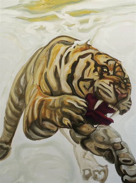 Diving Tiger 2 Painting By Nathalie Letulle Saatchi Art