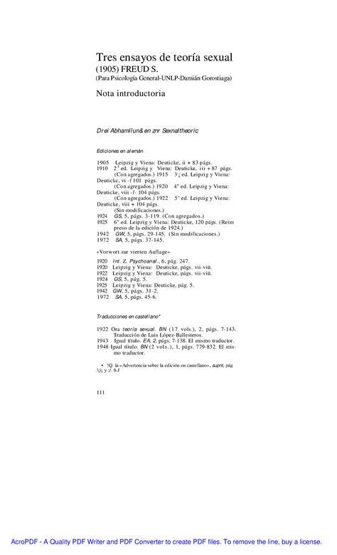 Freud tres ensayos de teoria sexual Tres ensayos de teoría sexual