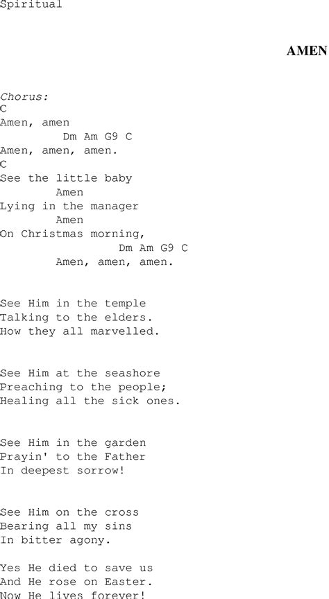 Amen - Christian Gospel Song Lyrics and Chords