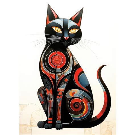 Premium AI Image | A stylized and artistic cat drawing masterfully ...