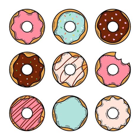 Premium Vector Vector Illustration Of A Set Of Different Sweet Donuts