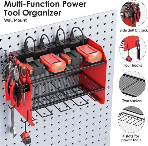 Cccei Modular Power Tool Organizer Wall Mount With Charging Station Garage 4 Drill Storage