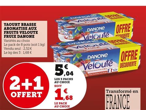 Promo Danone Yaourt Brasse Aromatise Aux Fruits Veloute Fruix Chez Super U