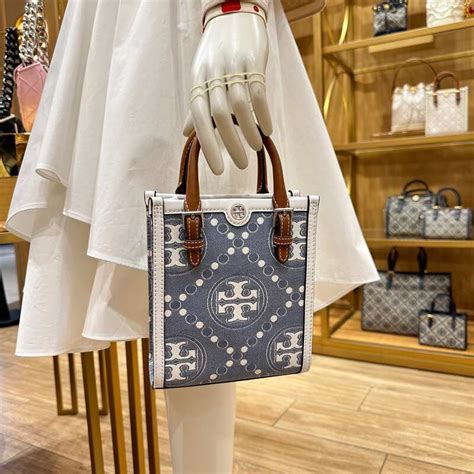 Tory Burch Mini T Monogram Denim Tote Ceci Bag Panda