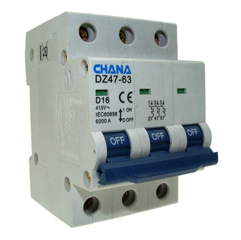 Three Pole Miniature Circuit Breaker 32A Curve D Buy Online EC