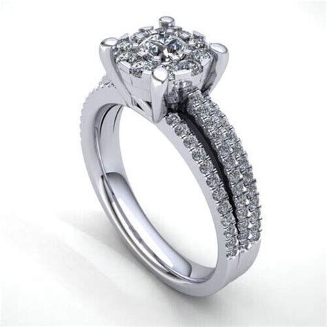 Real Ctw Round Cut Diamond Women S Bridal Cluster Engagement Ring K