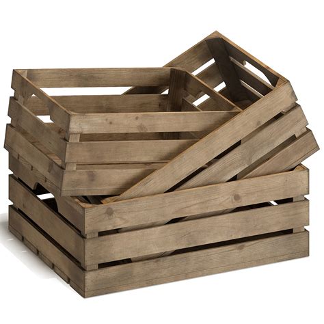 Buy Barnyard Designs Set Of Wooden Crates Large Rustic Wood Nesting