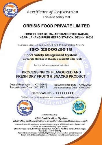 Iso 22000 2005 Certification For Food Industry At Rs 3000certificate