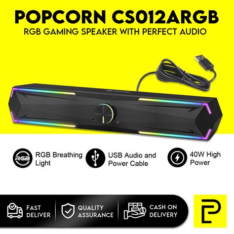 Popcorn Rgb Bluetooth Computer Speaker Hifi Sound Gaming Portable Desk