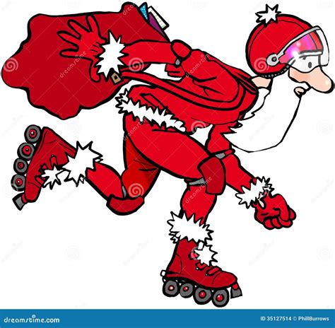 Rollerblading Santa Stock Illustration Illustration Of Rollerblading