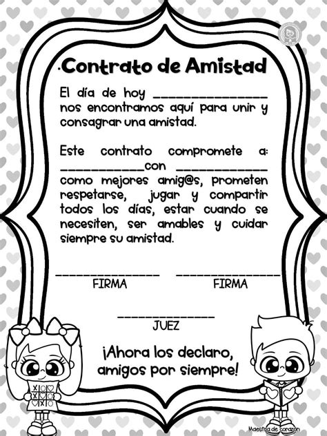 Pin De Maestra Anita En FEBRERO Contrato De Amistad Que Te Mejores