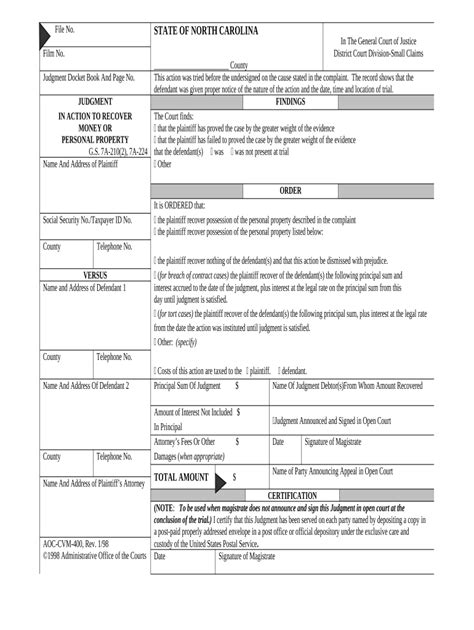 Judgment Possession Nc Complete With Ease Airslate Signnow