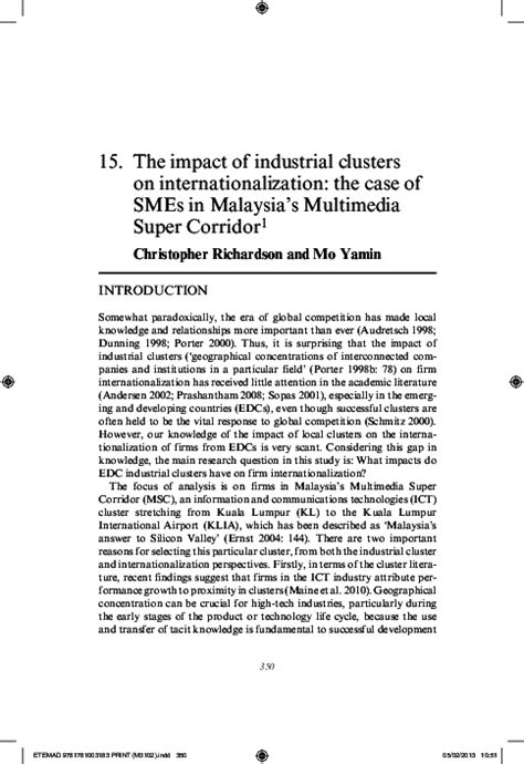 The Impact Of Industrial Clusters On Internationalization The Case Of