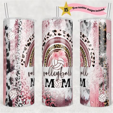 Oz Skinny Tumbler Volleyball Leopard Designs Template Etsy