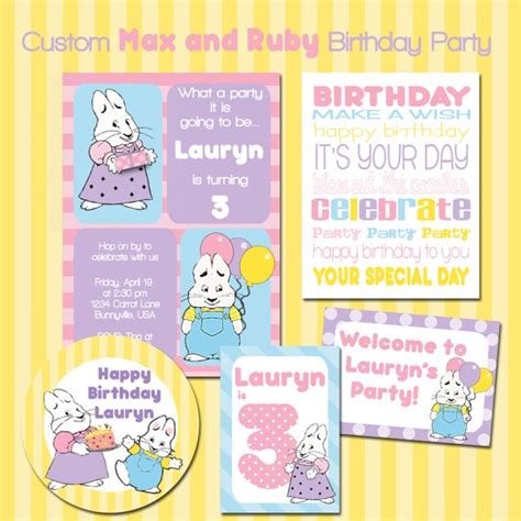 Max and Ruby Party Printable Kit Custom Birthday Invitations