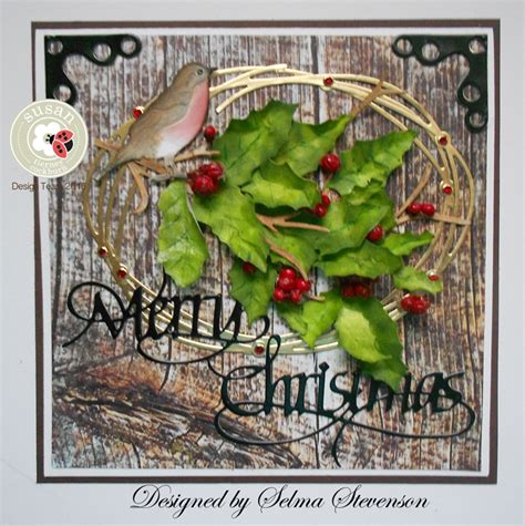 Selmas Stamping Corner And Floral Designs Merry Christmas Holly