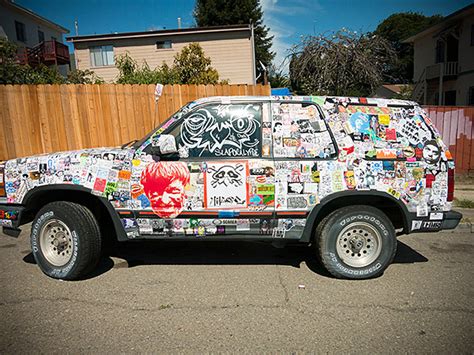 A Car Covered In Stickers Literally Covered Sticker Robot Custom