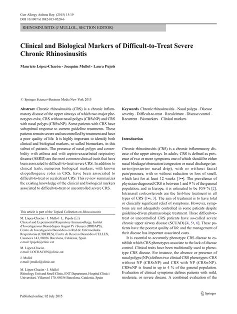 Pdf Clinical And Biological Markers Of Difficult To Treat Severe