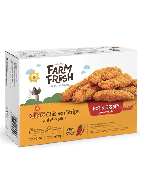 Buy Farm Fresh Zing Hot Crispy Chicken Strips 420g Online In UAE