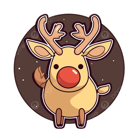 Cute Cartoon Reindeer With Red Nose And No Eyes Against A Dark