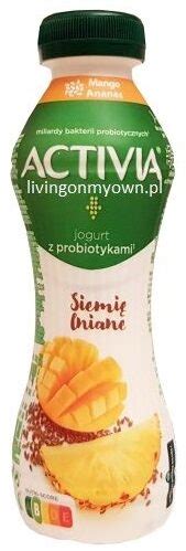 Danone Activia Siemię lniane Mango Ananas jogurt pitny z