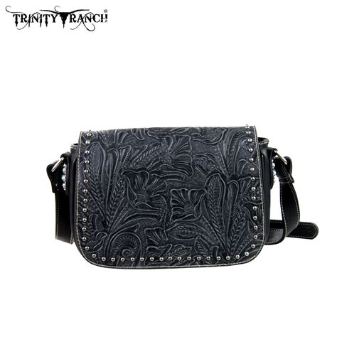 TR22 L8287 Montana West Trinity Ranch Tooled Design Collection Black